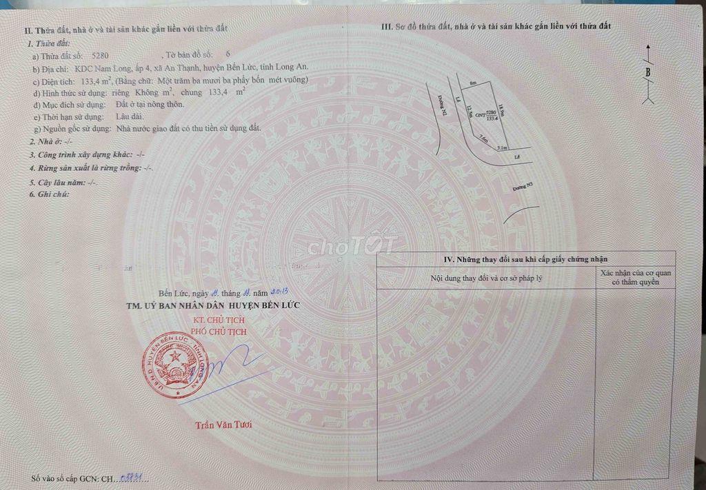 Bán lô đất nền chính chủ - sổ hồng - KDC Nam Long 