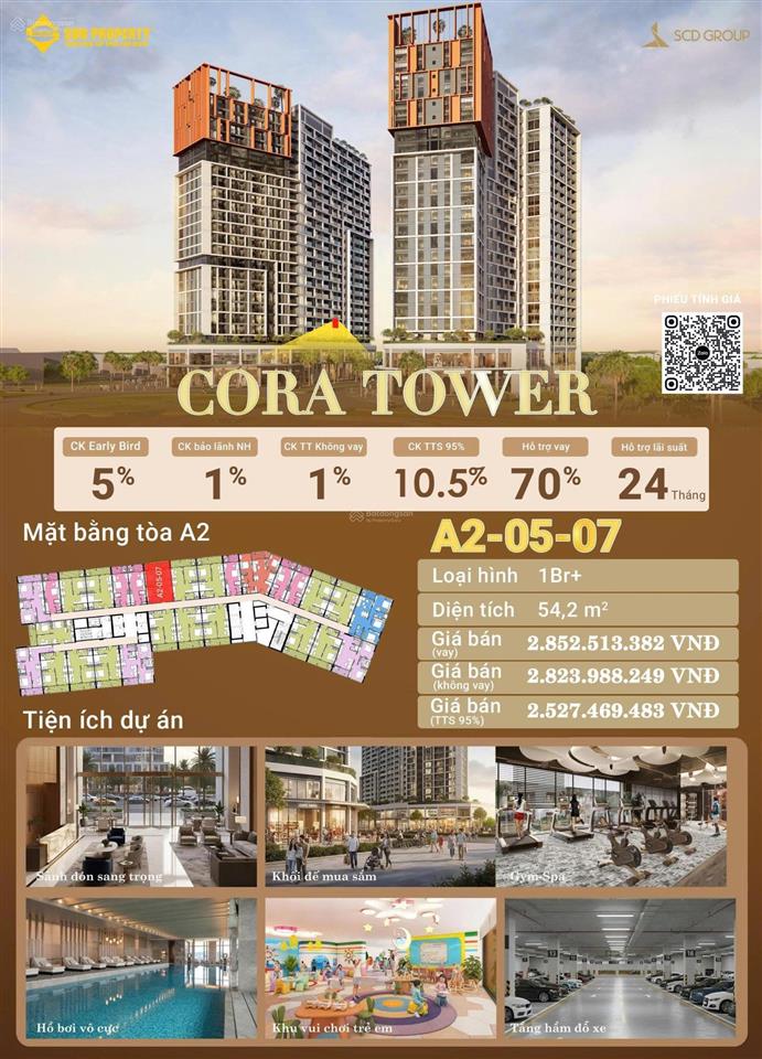 A20507 duy nhất căn 1pn+ rẻ nhất tòa a2 cora tower. full chính sách từ chủ đầu tư.