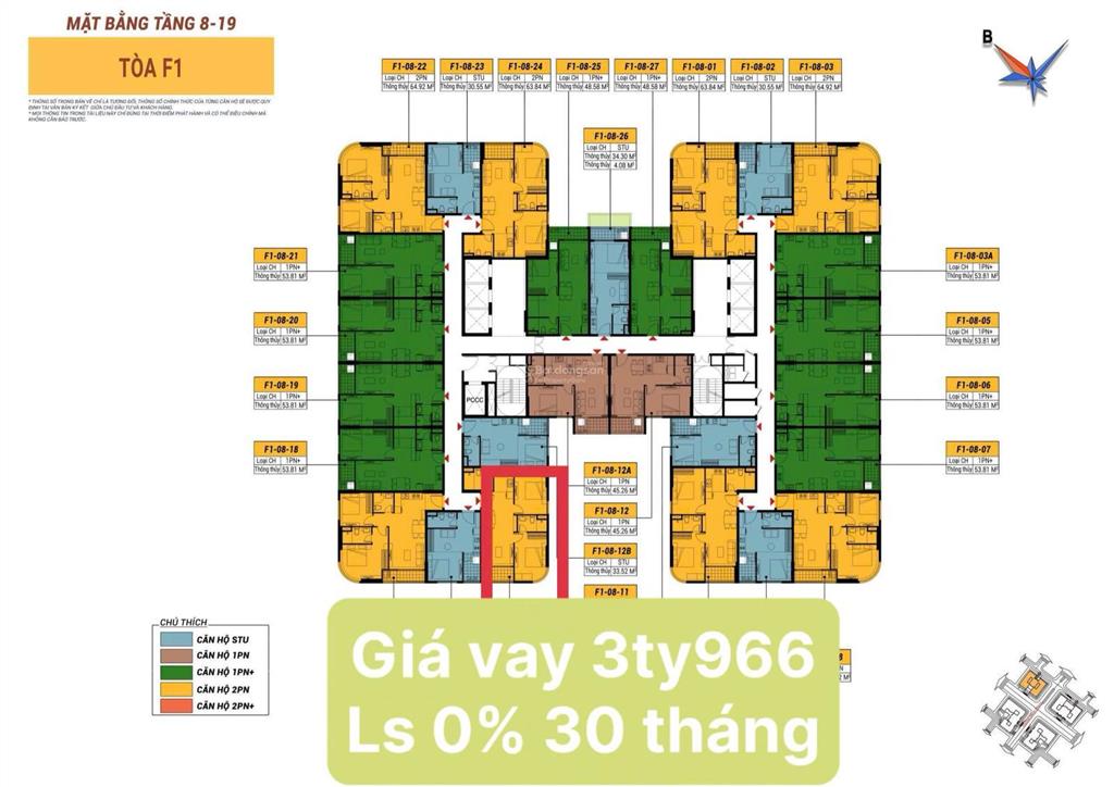 Căn góc 2pn f11x15. tts chỉ còn 3ty146.  em nhung check quỹ độc quyền tòa f1 fours tower