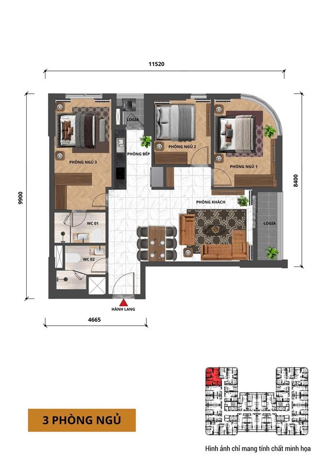 Căn 3pn toà f2 fours tower ck tts 19%. view trực diện biển sơn thuỷ và sông cổ cò