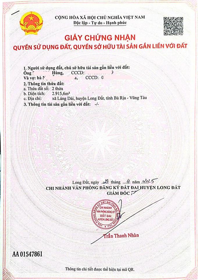 Bán đất láng dài  đất đỏ, 2.995m2 sẵn 80m2 thổ cư, mặt tiền đường nhựa
