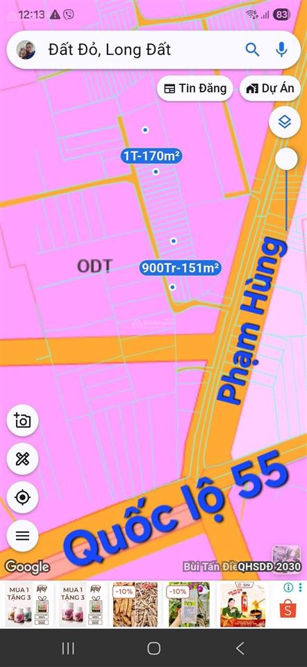 Thị trấn đất đỏ thích hợp an cư, kd lưu trú, xây nhà vườn. bán kính 2km chợ, trường học, kcn...