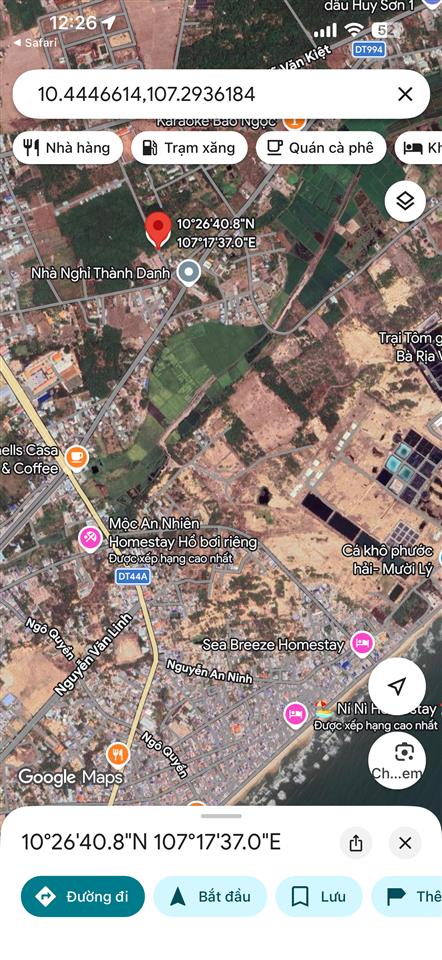 Đất cách biển 2,5km. mt đường nhựa 1,3ty dt 117m2 sẵng 80 thổ cư.