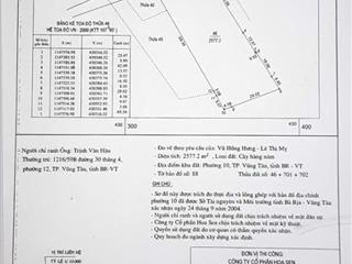 Bán lô đất trung tâm vt 2.750m2 mặt tiền khoảng 51m đã có 820m2 đất ở vũng tàu, quy hoạch cao tầng