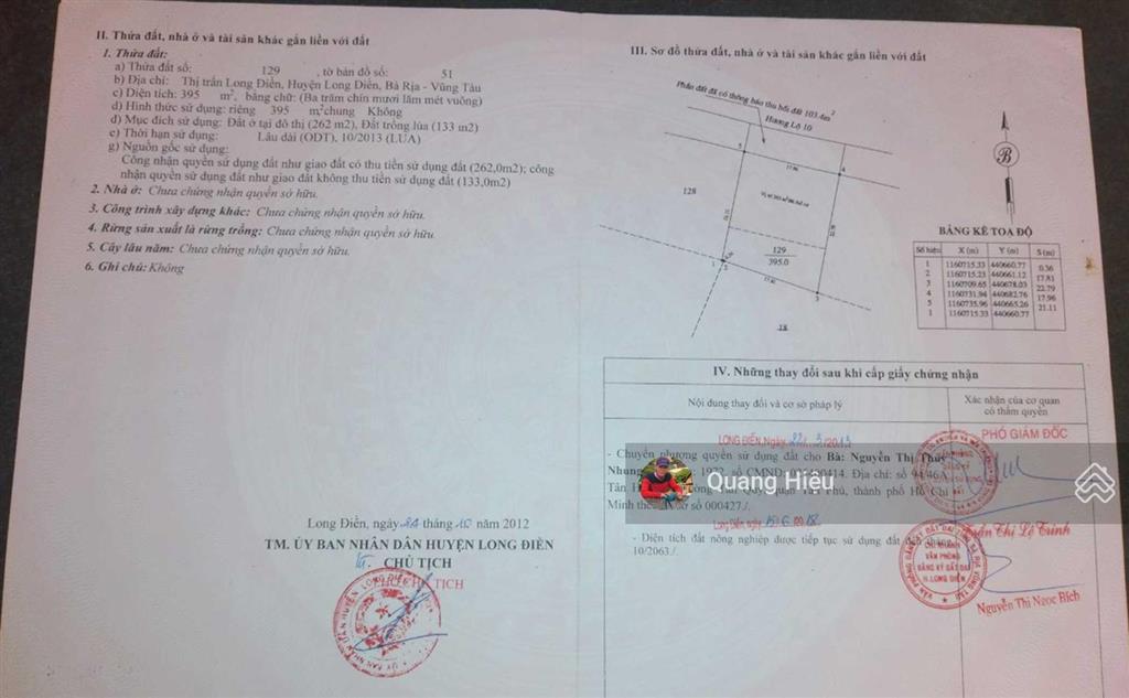 Bán 30m đất mặt tiền đường võ thị sáu  thị trấn long điền  bà rịa vũng tàu