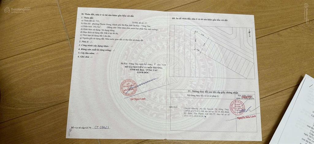 Cần bán gấp lô đất 2 mặt tiền trung tâm bà rịa, giá tốt nhất thị trường