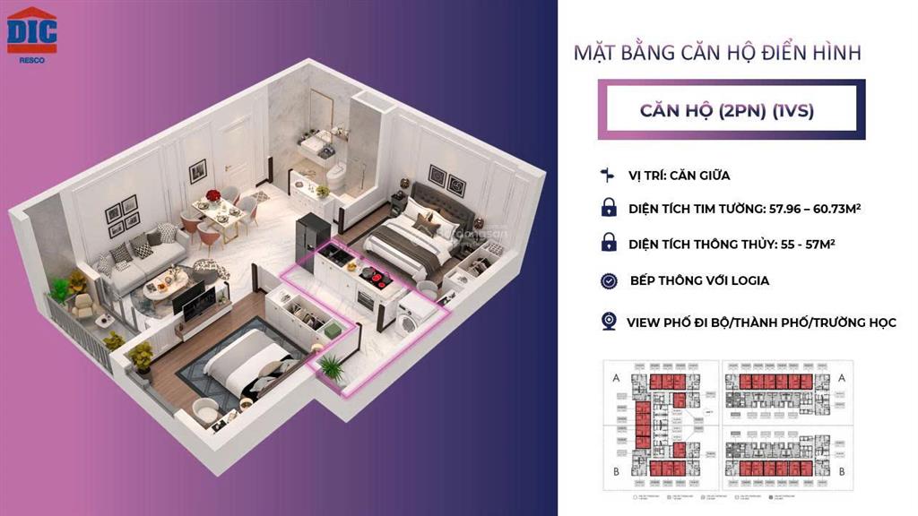 Căn hộ 1pn giá 1,7 tỷ tại maison grand  thanh toán 50% nhận nhà ngay  tặng gói nội thất cao cấp