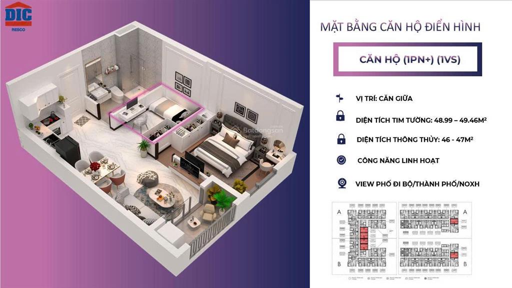 Căn hộ 1pn giá 1,7 tỷ tại maison grand  thanh toán 50% nhận nhà ngay  tặng gói nội thất cao cấp