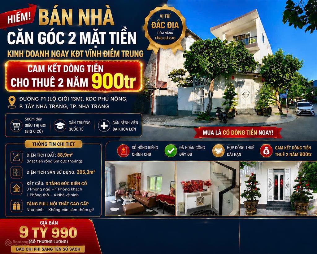 Bán nhà căn góc ngay khu vực đông dân cư, thuộc kđt vĩnh điềm trung