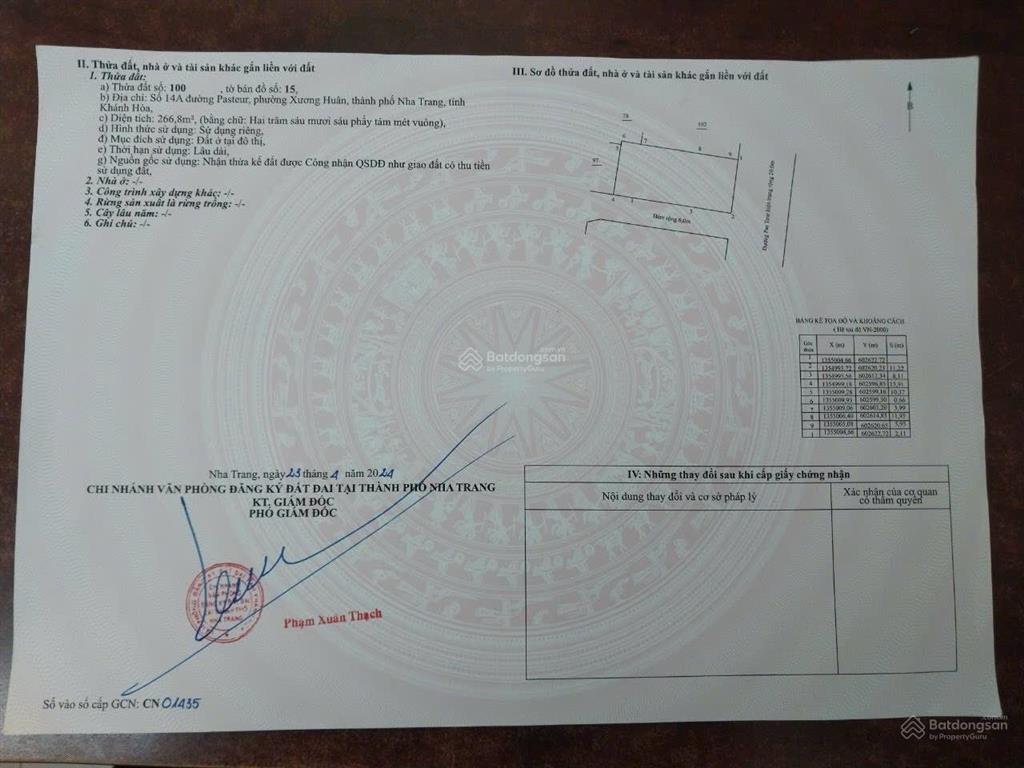 Bán lô đất 2 mặt tiền hướng biển, trục đường pasteur, cách biển 5p