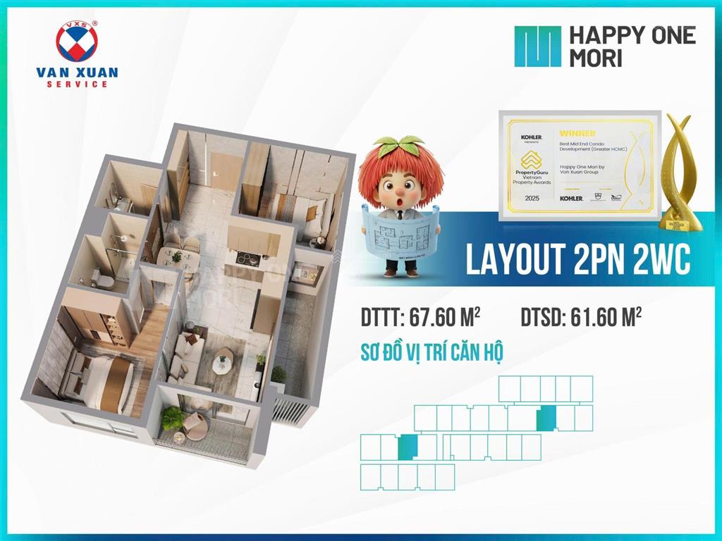 Căn hộ nội bộ happy one mori căn 2pn giá 2,7 tỷ, hỗ trợ hồ sơ chuyển nhượng