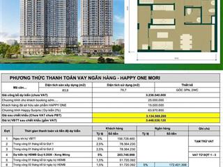 Căn hộ nội bộ happy one mori căn 2pn giá 2,7 tỷ, hỗ trợ hồ sơ chuyển nhượng