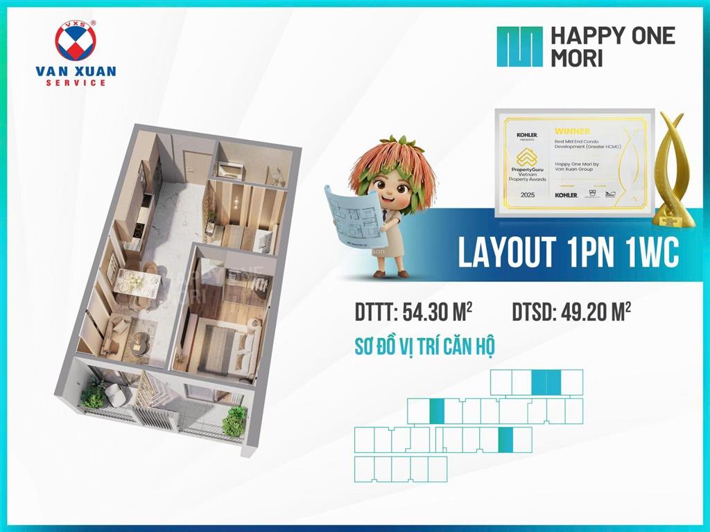 Căn hộ nội bộ happy one mori căn 2pn giá 2,7 tỷ, hỗ trợ hồ sơ chuyển nhượng