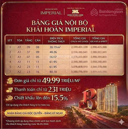 Khải hoàn imperial đối diện aeon mall và trạm metro, căn hộ cao cấp thanh toán 10% đến nhận nhà