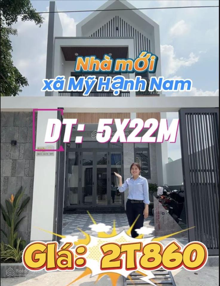 Bán nhà đường giồng lớn gần chợ mỹ hạnh, nhà mới đẹp dt 5x22m, shr hỗ trợ ngân hàng