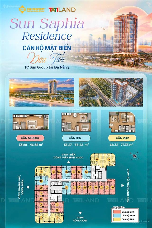 Chỉ 50tr booking ngay sun saphia residence iew trực diện biển đà nẵng,  ngay pkd cđt 0967 923 ***
