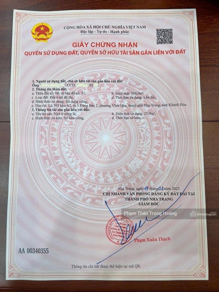 Hàng hiếm duy nhất! bán đất mặt tiền điện biên phủ bắc nha trang  cách biển 1 phút  12,5 tỷ