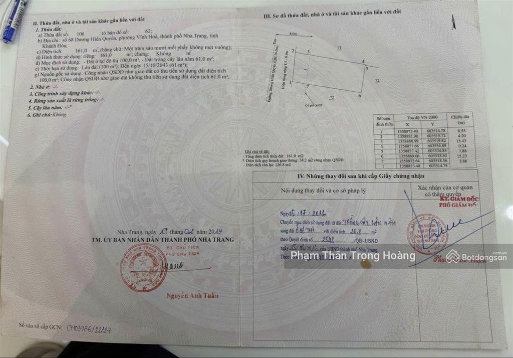 Chỉ 100m ra biển! bán đất mặt tiền dương hiến quyền 161m2 (ngang 8m)