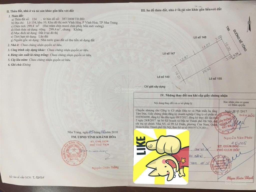 Bán lô đất biệt thự biển, vị trí đẹp, đường 26m, kđt mới vĩnh hoà, nha trang, 299,4m2  53trđ/m2