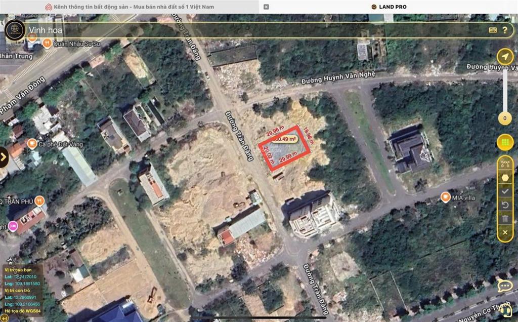 Bán đất biệt thự vị trí đẹp đường 16m, kđt mới vĩnh hoà, nha trang 600,6m2 (rộng 16m) 61trđ/m2