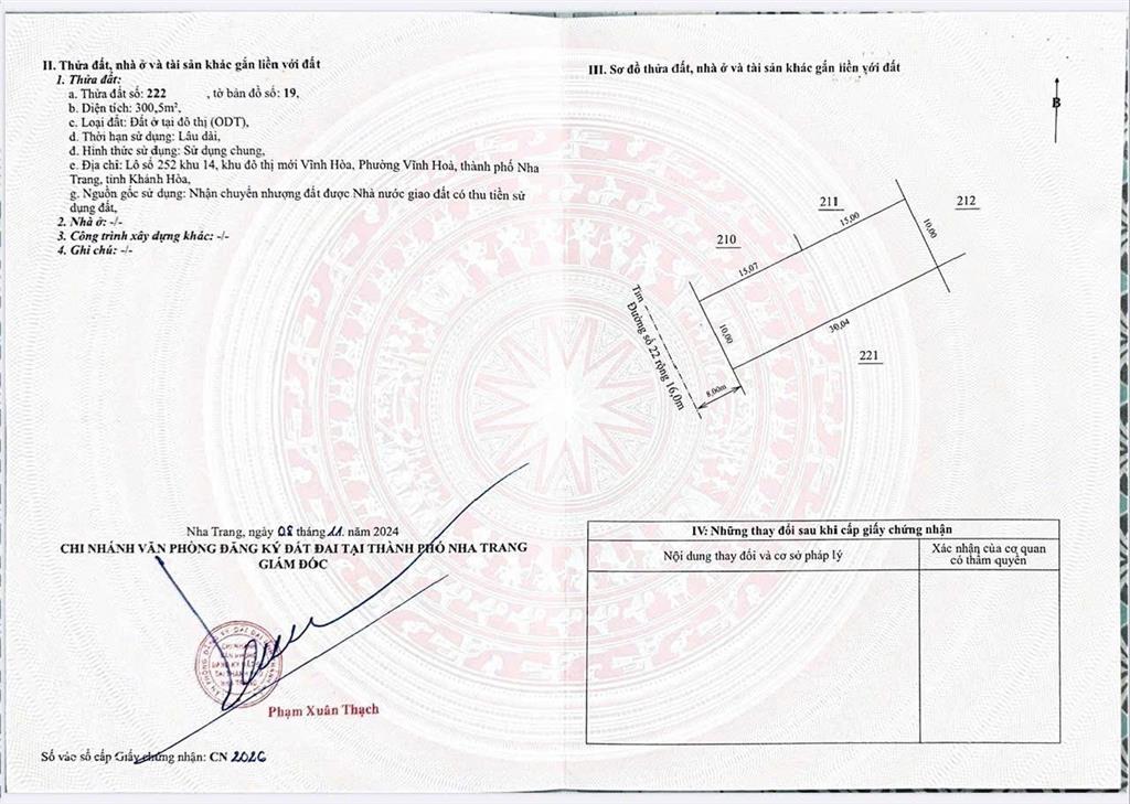 Bán đất biệt thự vị trí đẹp đường 16m, kđt mới vĩnh hoà, nha trang 600,6m2 (rộng 16m) 61trđ/m2