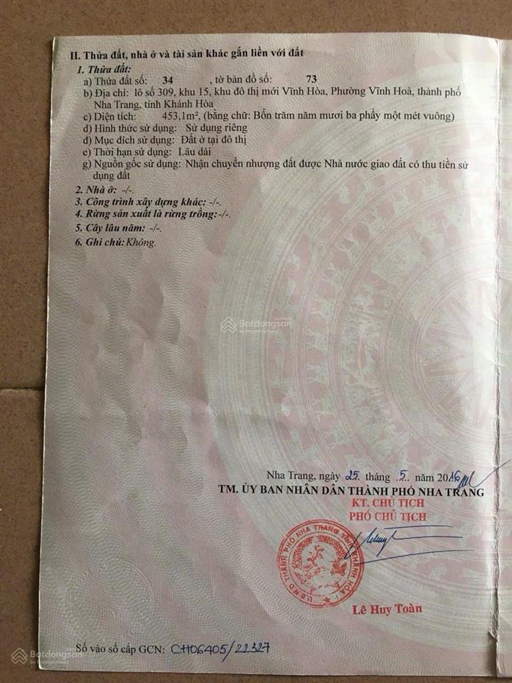 Bán đất biệt thự kđt vĩnh hoà 453,1m2 (rộng 15m) nguyễn cơ thạch  ngay bến du thuyền  115trđ/m2