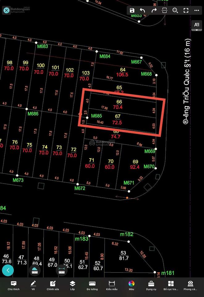 Bán đất mặt tiền triệu quốc đạt  cách biển chỉ 500m  142,9m2 (rộng 8m)  giá 92 triệu/m2