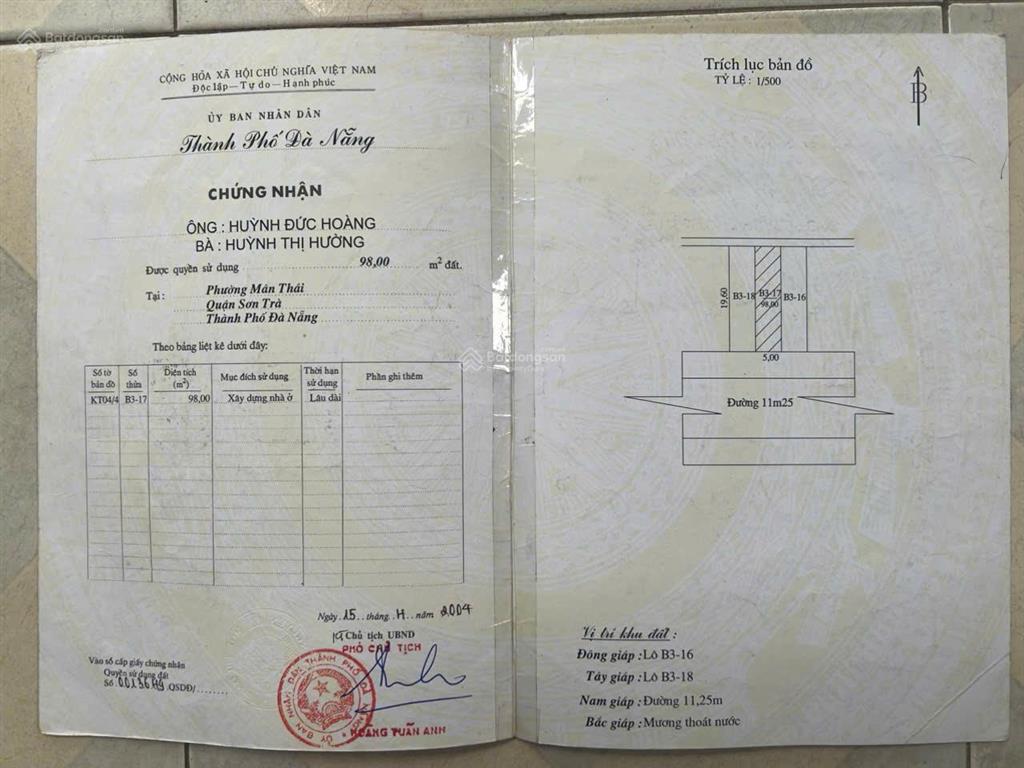 Bán đất đường khúc hạo, phường sơn trà, đà nẵng