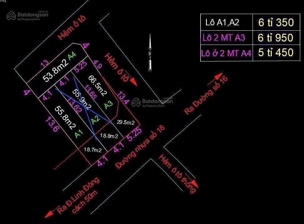 Mở bán đất 2 mặt tiền  lô góc đường thông ôtô  đường linh đông  96m2 ngang 5,25m chỉ hơn 6 tỷ
