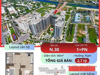 Plaza 4  căn 1pn+ mã n30 view hồ bơi, sông, biển 2,7 tỷ 60m² | xem thêm 5+ căn 1pn f4 giá rẻ