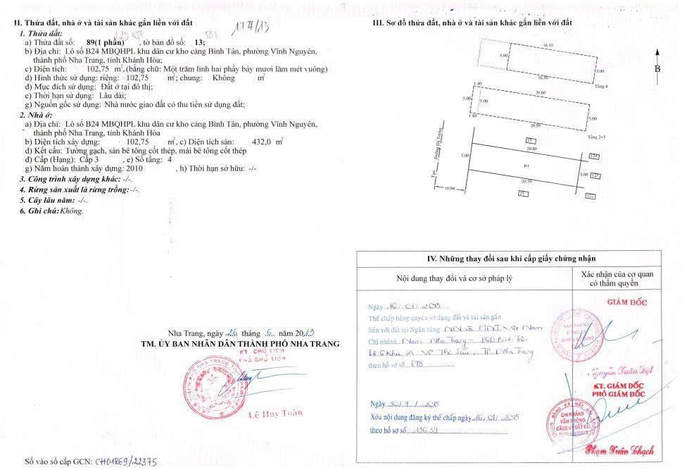 Bán nhà 4 tầng mặt tiền đường dã tượng, cách biển chỉ 900m, cạnh chợ bình tân chỉ 13,5 tỷ