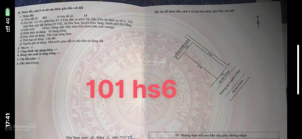 Đường 5.5m trục chính kẹp lối thoát hiểm thuộc hòa sơn 6  hòa vang  đà nẵng, giá 4.3 tỷ chốt