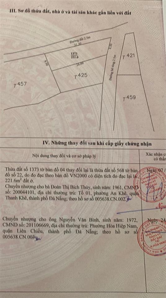 231m2 mặt tiền 601, hoà sơn, giá 4.5 tỷ.  0905 556 ***