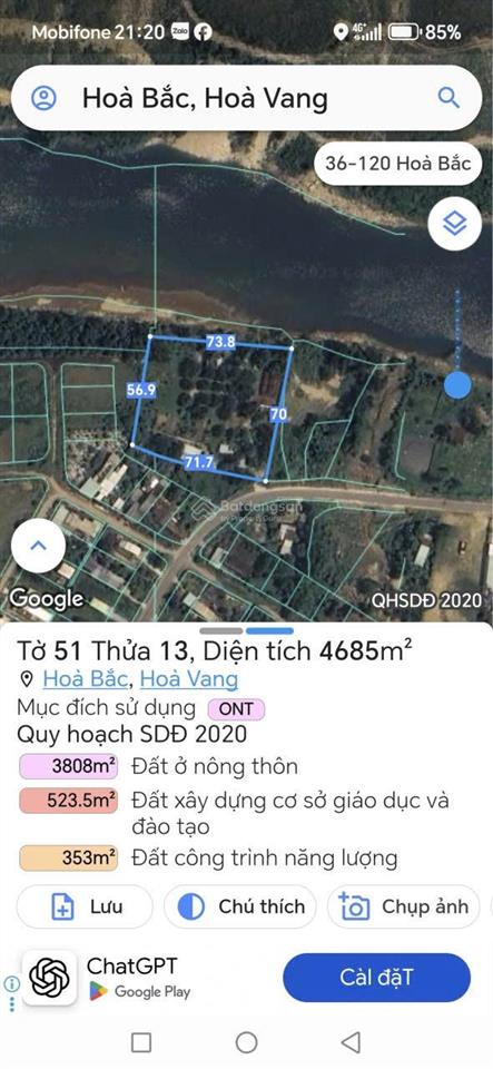 4200m² đất view sông cu đê hòa bắc, hải vân, đà nẵng 555m² đất ở giá 18 tỷ dt601.  0905 556 ***