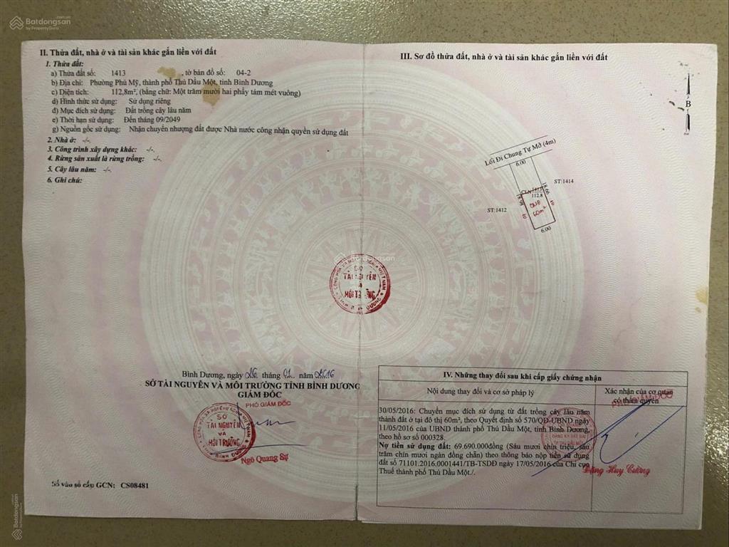 Hàng hiếm tại phú mỹ, thủ dầu một, ngang 6m, tổng diện tích 112.8m2, giá 1tỷ990tr.  0911 133 ***