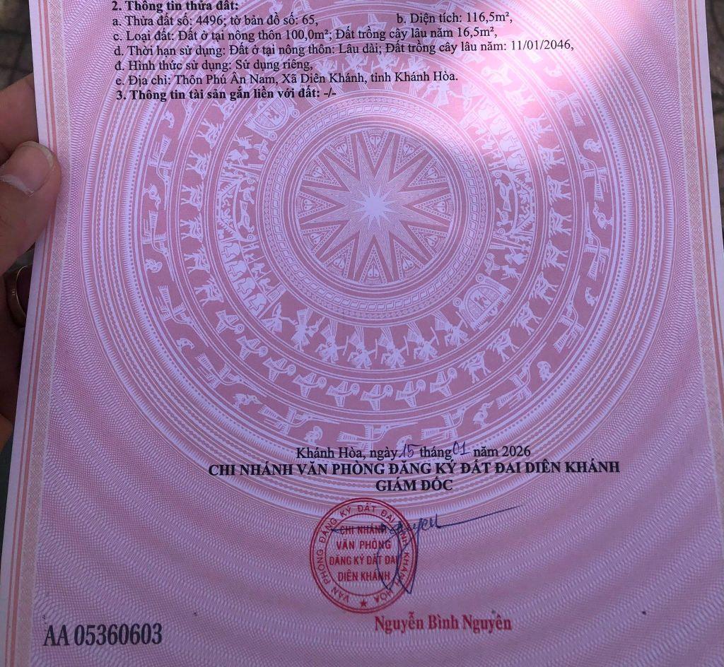 Chỉ còn 1 lô Diên An giá 14,5tr/m2