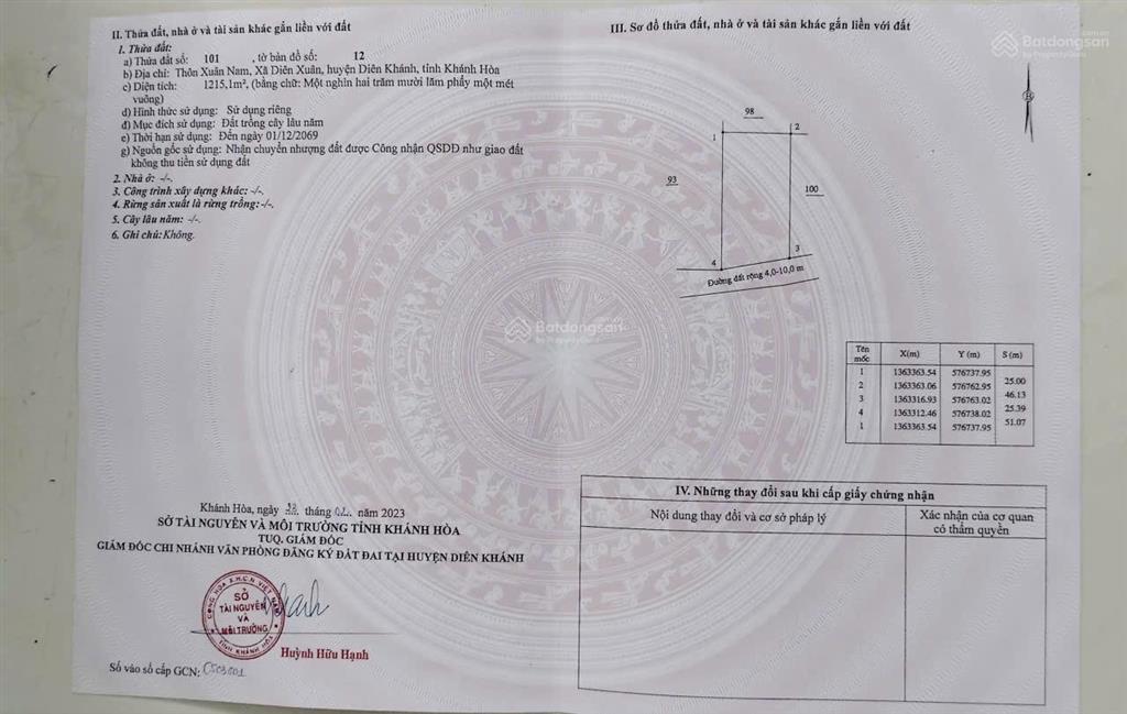 Bán đất cây lâu năm diên xuân, diên khánh chỉ 450 triệu
