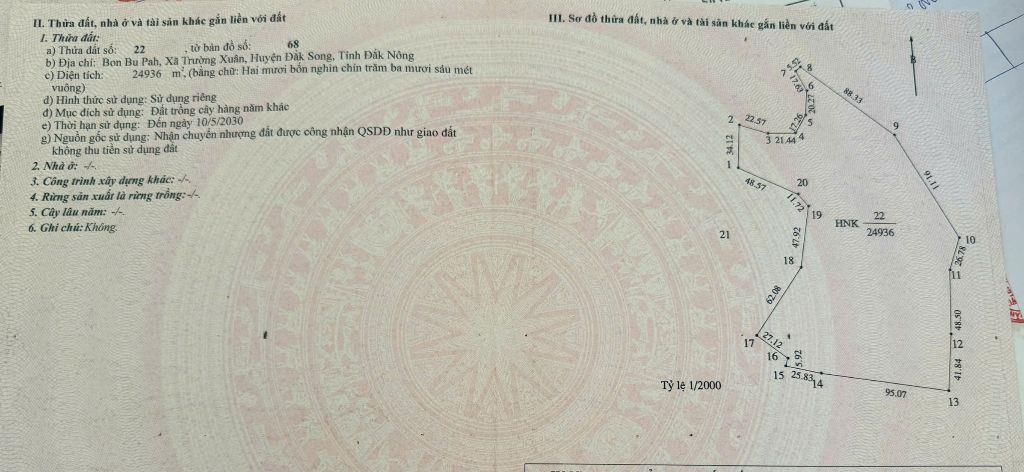 10,7ha bazan đất kín gió, điện nước đầy đủ tại Đắk Nông