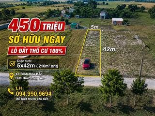 Bán lô đất thổ cư 100% 5m x 42m đường đá xanh giá chỉ 450 triệu bao hết phí. 0949 909 ***