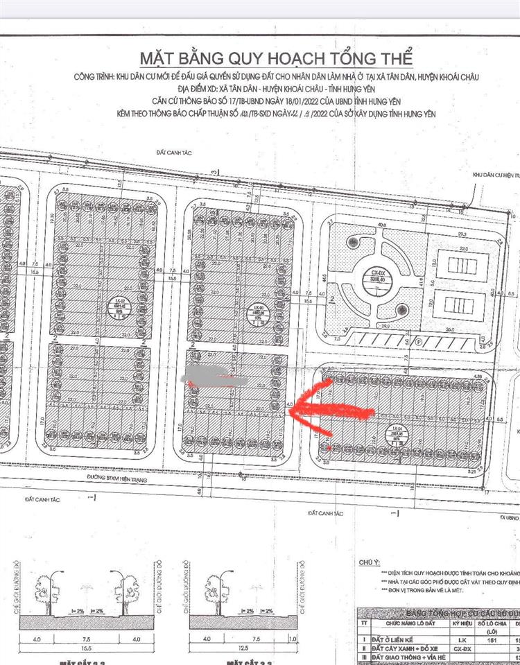 Đất đấu giá tân dân, khoái châu, 4,05 tỷ, 110m2, mt=hậu=5m, đường 7.5m, trường, chợ, 0971 320 ***