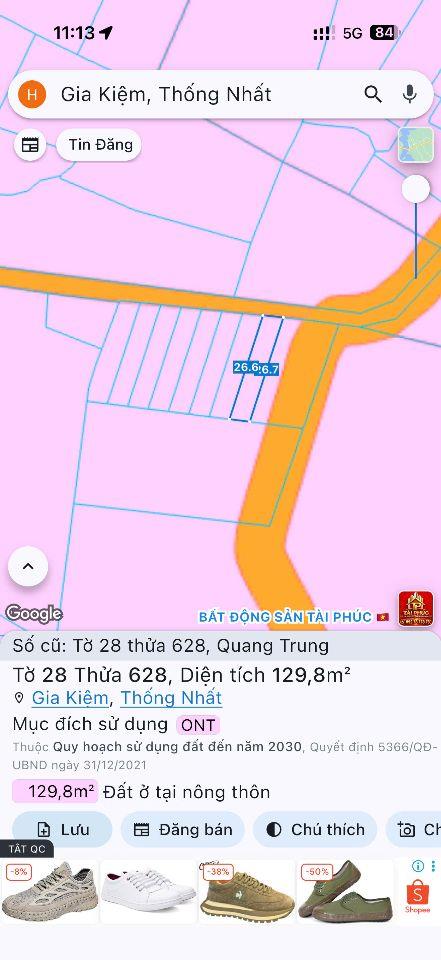 BÁN ĐẤT THỔ CƯ RẺ ĐẸP TẠI GIA KIỆM - THỐNG NHẤT - ĐẤT Ở NÔNG THÔN (ONT)