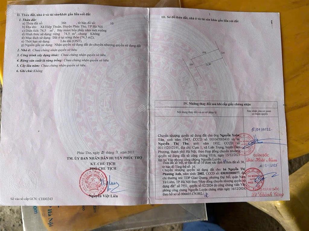 Bán đất tại đường 32, hát môn, phúc thọ, hà nội, 84 triệu/m2, 74.5 m2, giá ưu đãi