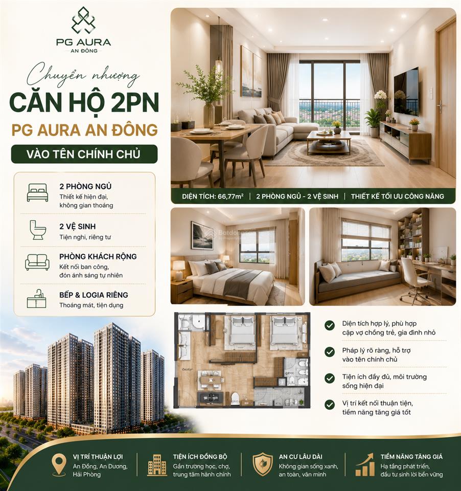 Chuyển nhượng căn hộ 2 phòng ngủ pg aura an đồng vào tên chính chủ