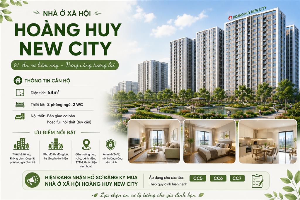 Căn hộ 2pn 2wc tại hoàng huy new city