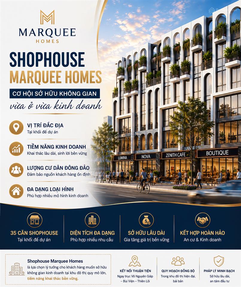 Shophouse marquee homes cơ hội sở hữu không gian vừa ở vừa kinh doanh