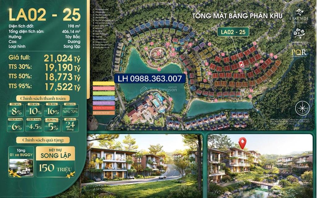 Bán song lập lakeside residences, thế đất cao, sau nhà hồ cá koi giá trị phong thủy vượt trội