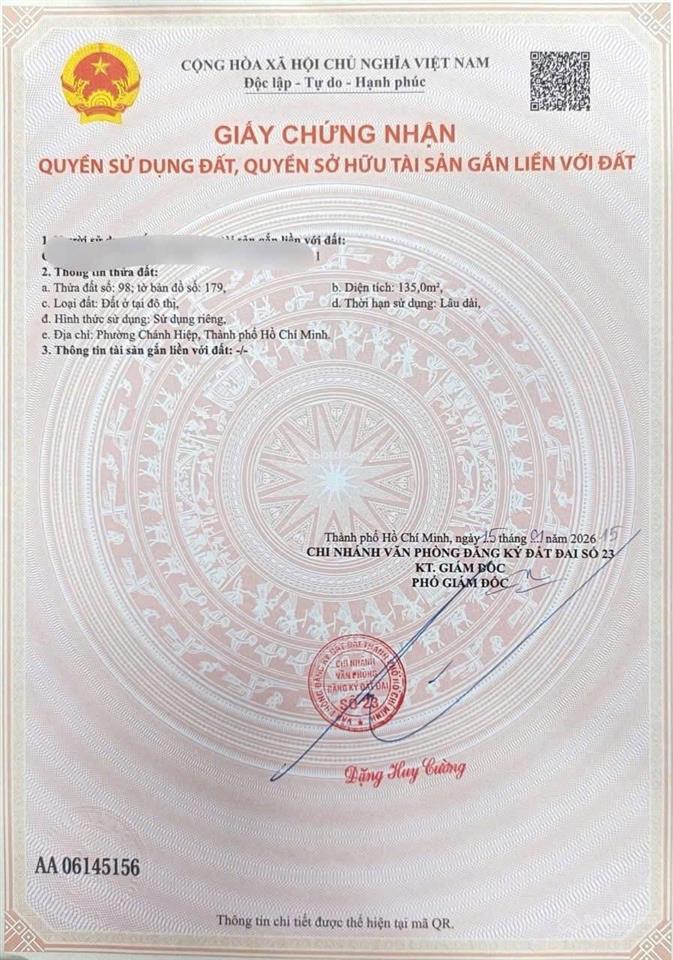 Bán nhà riêng tđc tương bình hiệp cũ gần hồ văn cống , dt 5x27 thổ cư 100% , tặng nội thất , giá rẻ