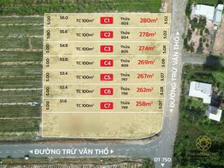 Bán nhanh 2 lô đất xã trừ văn thố tp.hcm  giá tốt đầu tư/ở ngay  267m2 có 100m2 tc giá 850 tr/lô