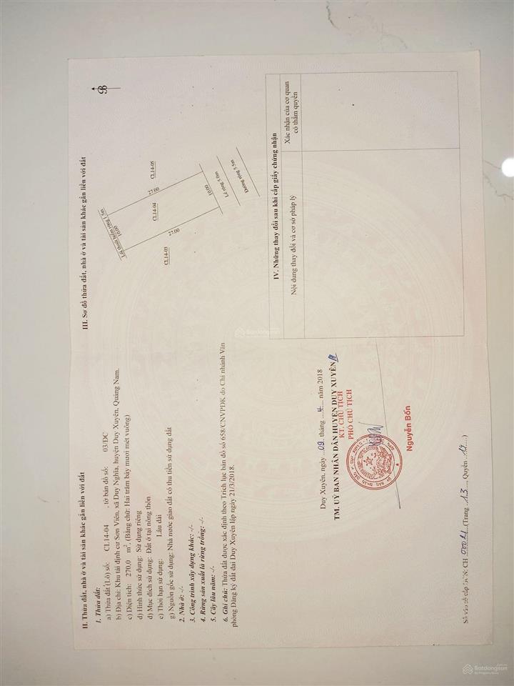 Bán đất đẹp tại xã duy nghĩa, 13 triệu / m2, 270m², pháp lý đầy đủ