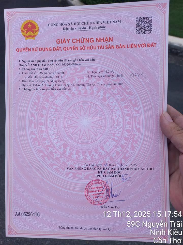 Chính chủ bán nhà mặt phố trần hoàng na, 6,0 tỷ, 94,2m² giá tốt
